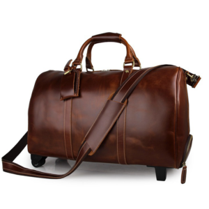 Good Quality Vintage Style Real Leather Duffel Bags Trolley Luggage
